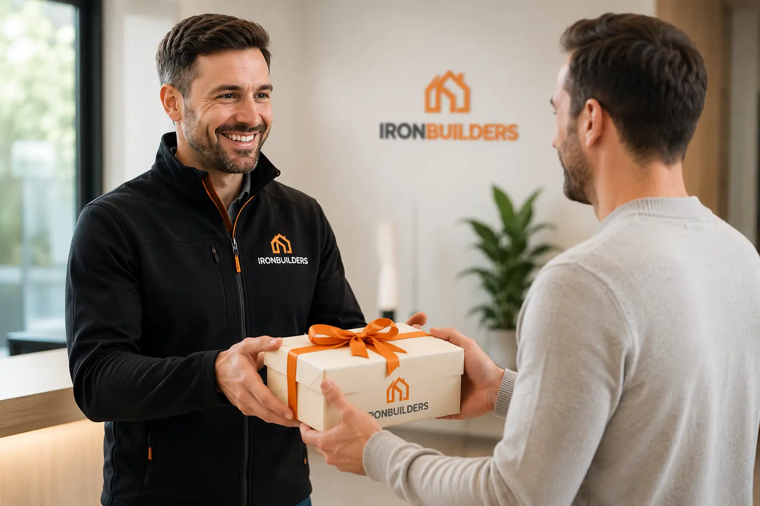 Cadeau remis à un client accompagné par IronBuilders