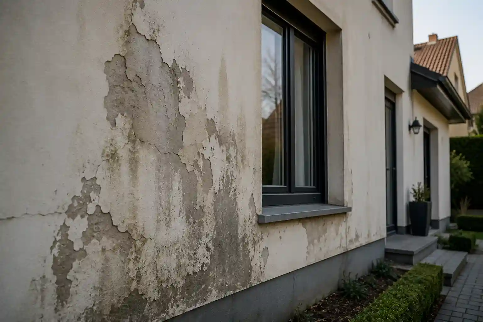 Façade extérieure dégradée avant travaux d’isolation