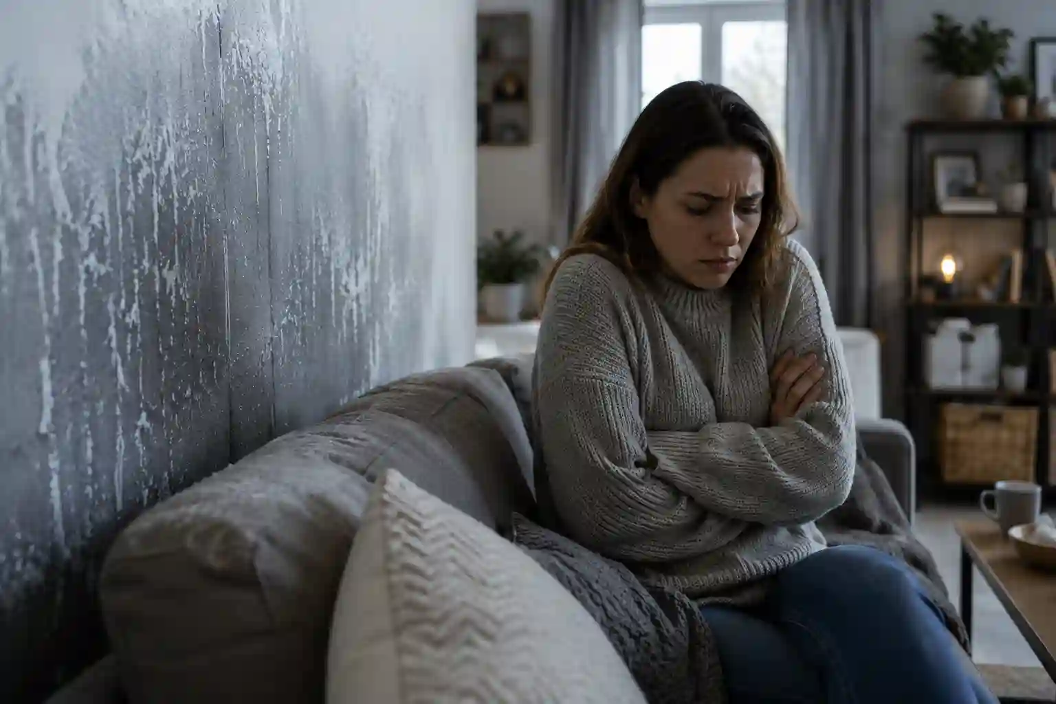 Personne ayant froid dans une pièce qui se refroidit rapidement