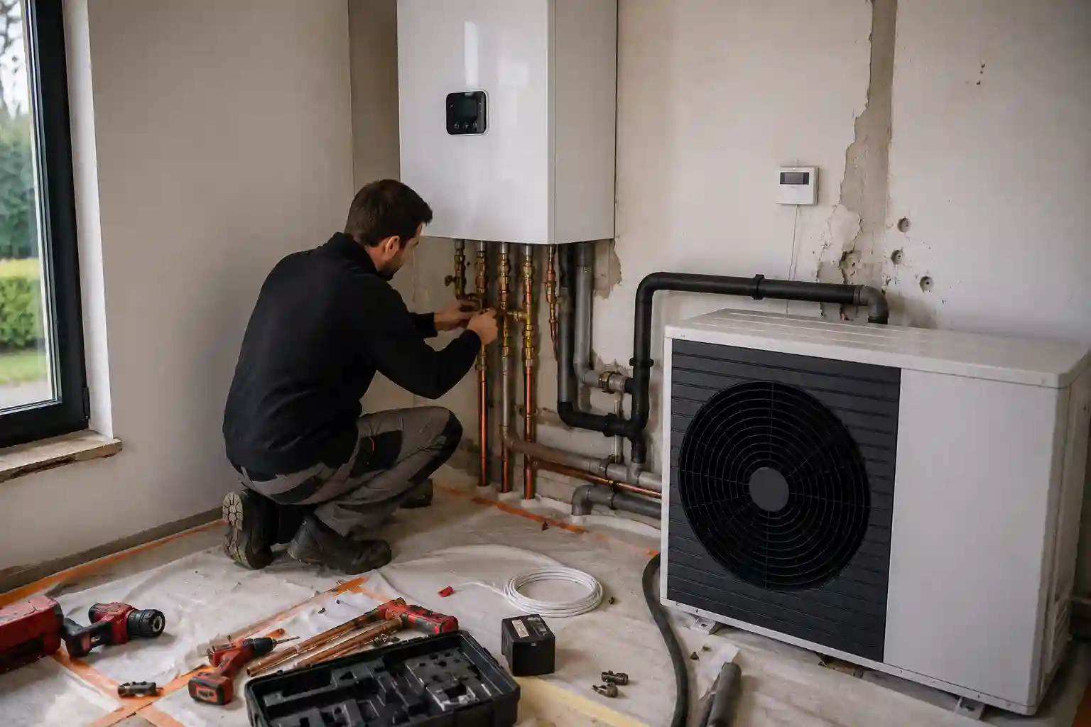 Préparation des travaux pour installer une pompe à chaleur