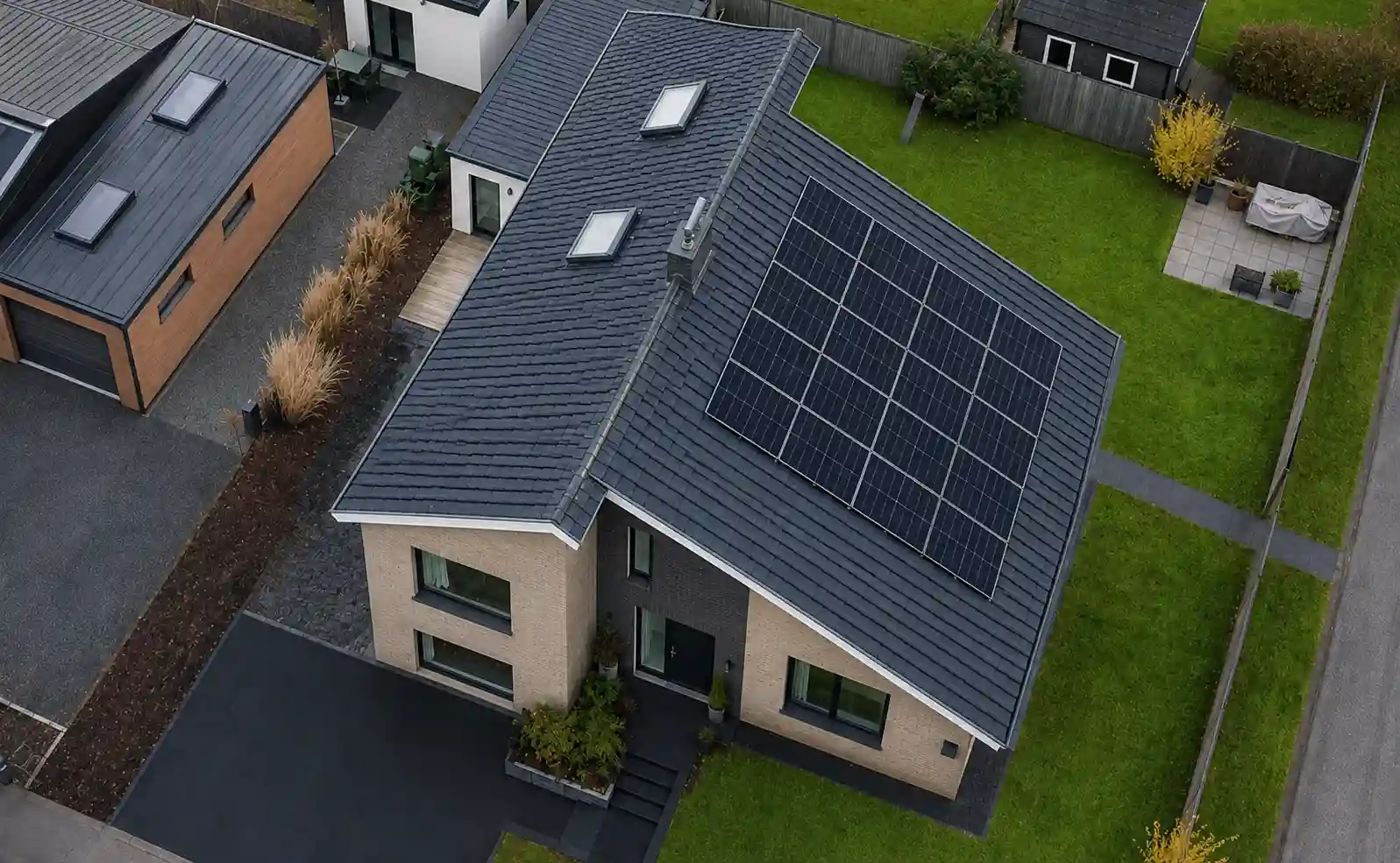 Panneaux solaires à Namur installés sur une maison après rénovation de la toiture