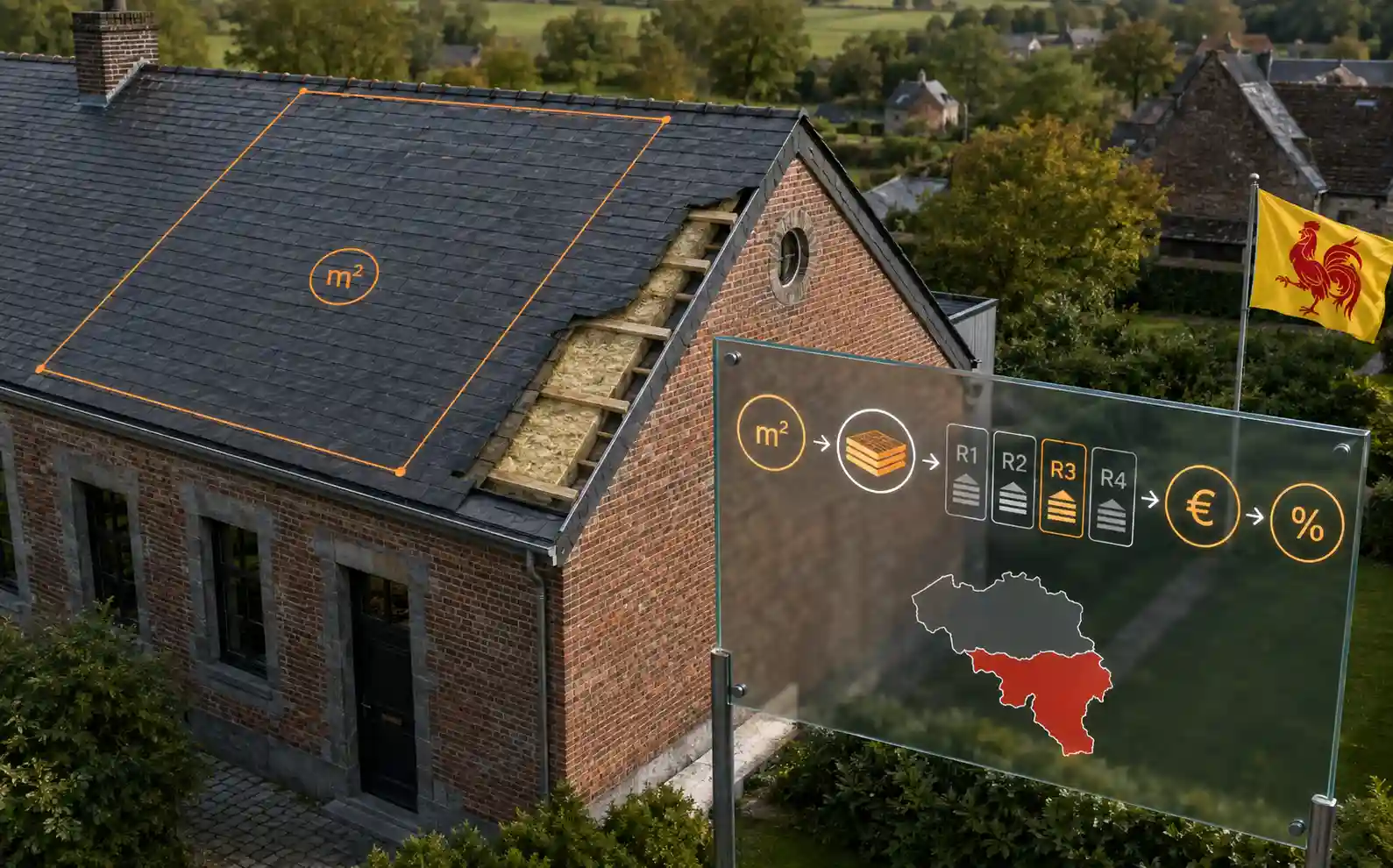 Prime pour isolation du toit avec audit énergétique et amélioration du PEB en Wallonie