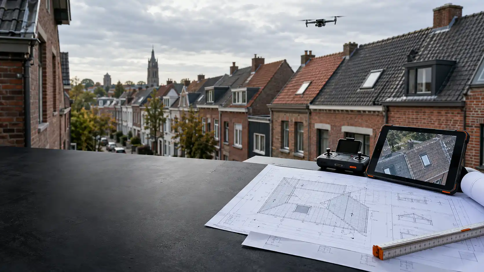 Plan détaillé utilisé pour préparer la rénovation d’une toiture en Belgique
