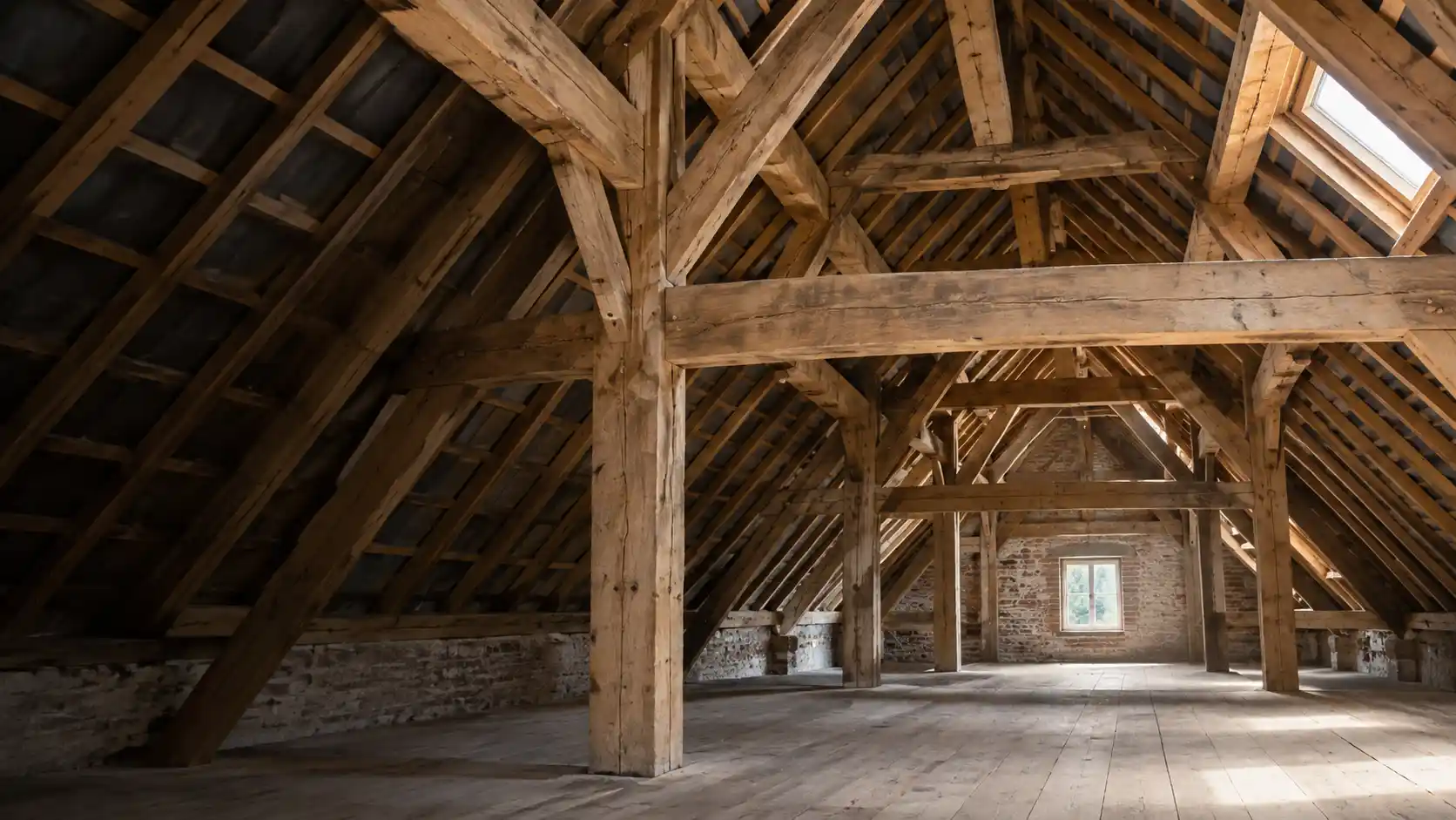 Charpente en bois soutenant la structure d’une toiture en Belgique